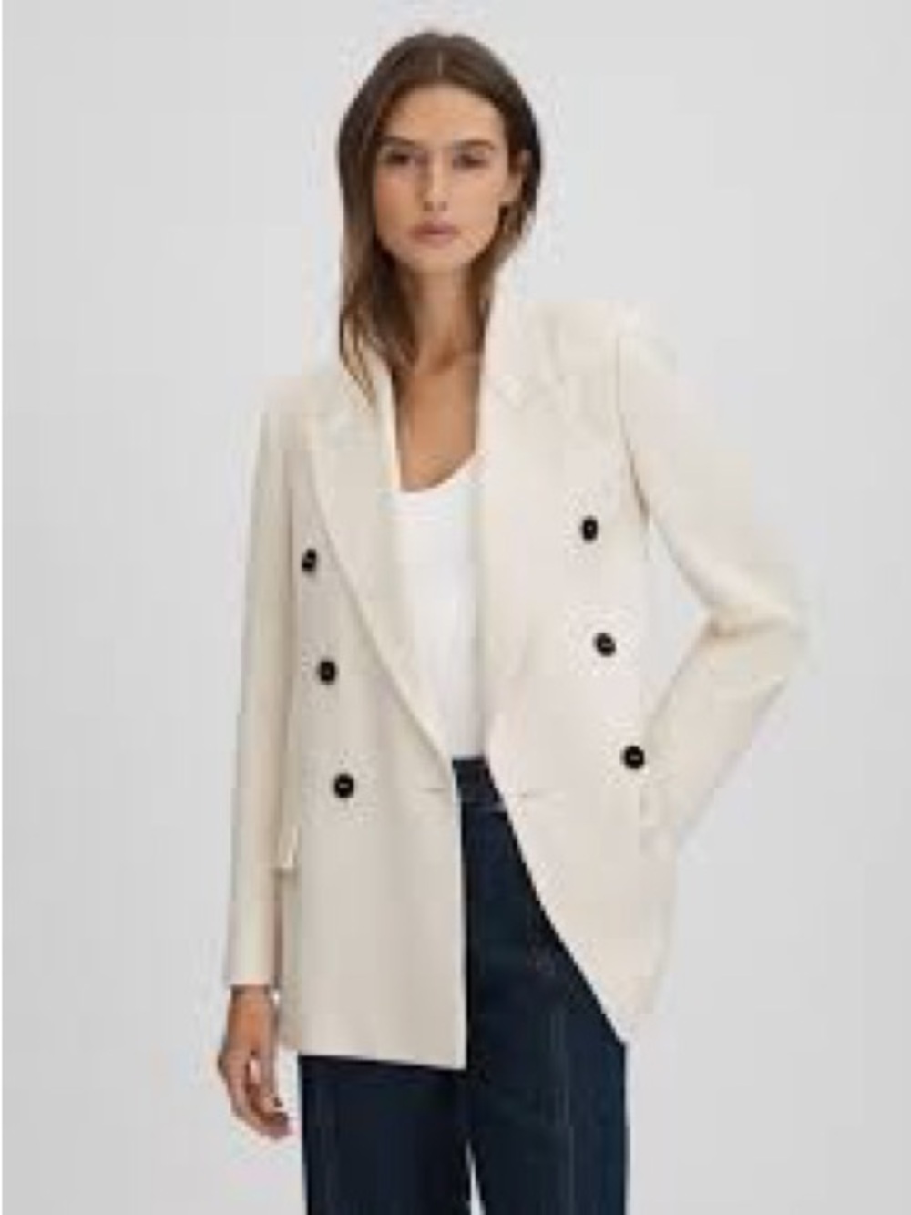Double Breasted Lined Button Up Blazer cream color